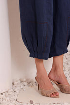 Women's Navy Blue Linen Harem Pants