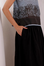 Sky Blue Printed Sleeveless Cotton Top for Women