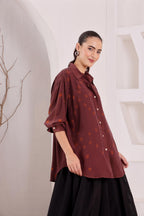 Women's Brown Tie-Dye Printed Shirt