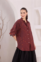 Women's Brown Tie-Dye Printed Shirt