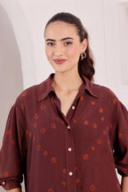 Women's Brown Tie-Dye Printed Shirt