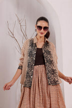 Women's Beige Floral Printed Cotton mulmul Shirt