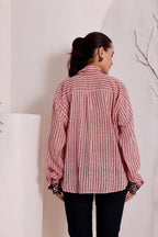 Women's Pink Floral Printed Cotton mulmul Shirt