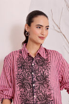 Pink Floral Block Print Cotton Shirt