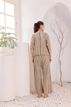 Beige & Charcoal handloom cotton Y/d Co-ord Set for Women