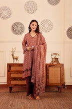 Ikkat Print Cotton Modal Suit with pant and dupatta