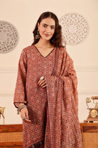 Ikkat Print Cotton Modal Suit with pant and dupatta