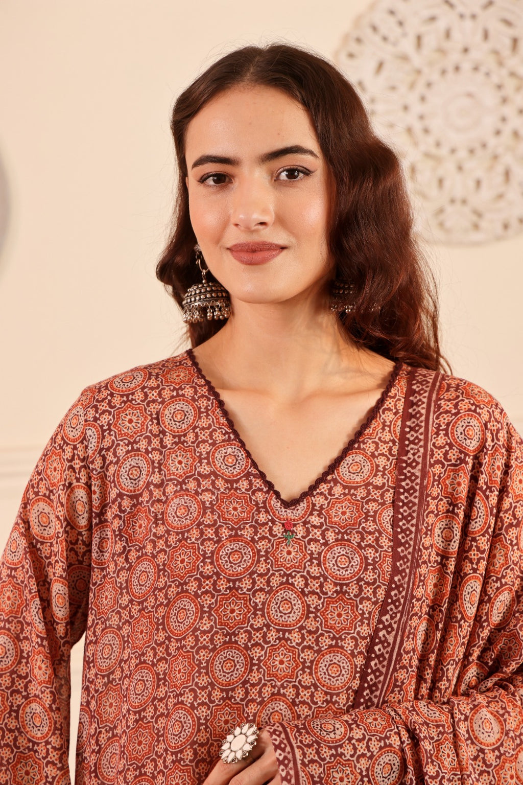 Ikkat Print Cotton Modal Suit with pant and dupatta