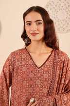 Ikkat Print Cotton Modal Suit with pant and dupatta