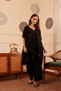 Jamdani Polka Dot Kurta with black pant