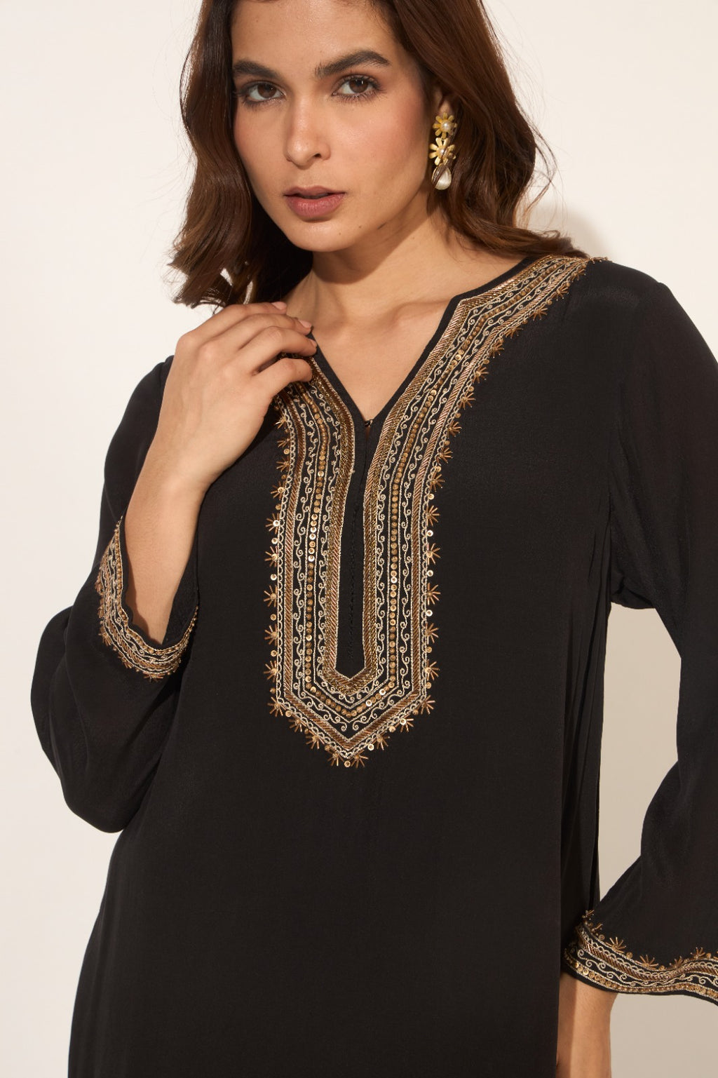 Viscose Crepe Hand-Worked Kurta Set