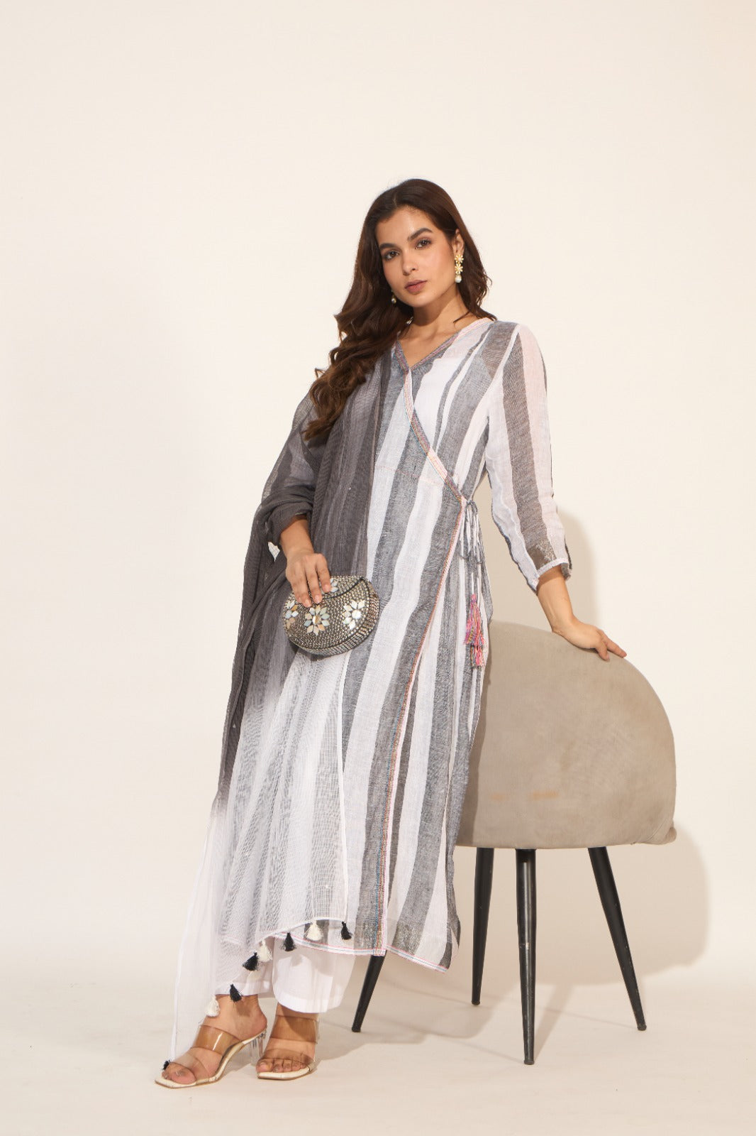 Linen Wrap Kurta set