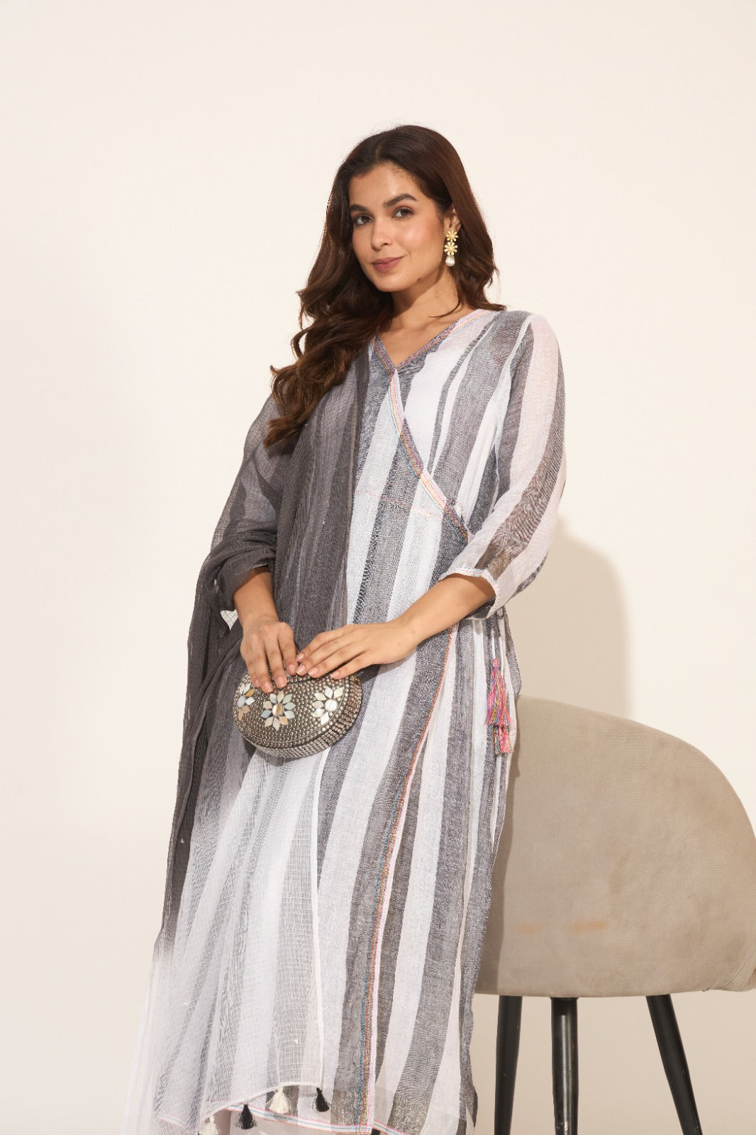 Linen Wrap Kurta set