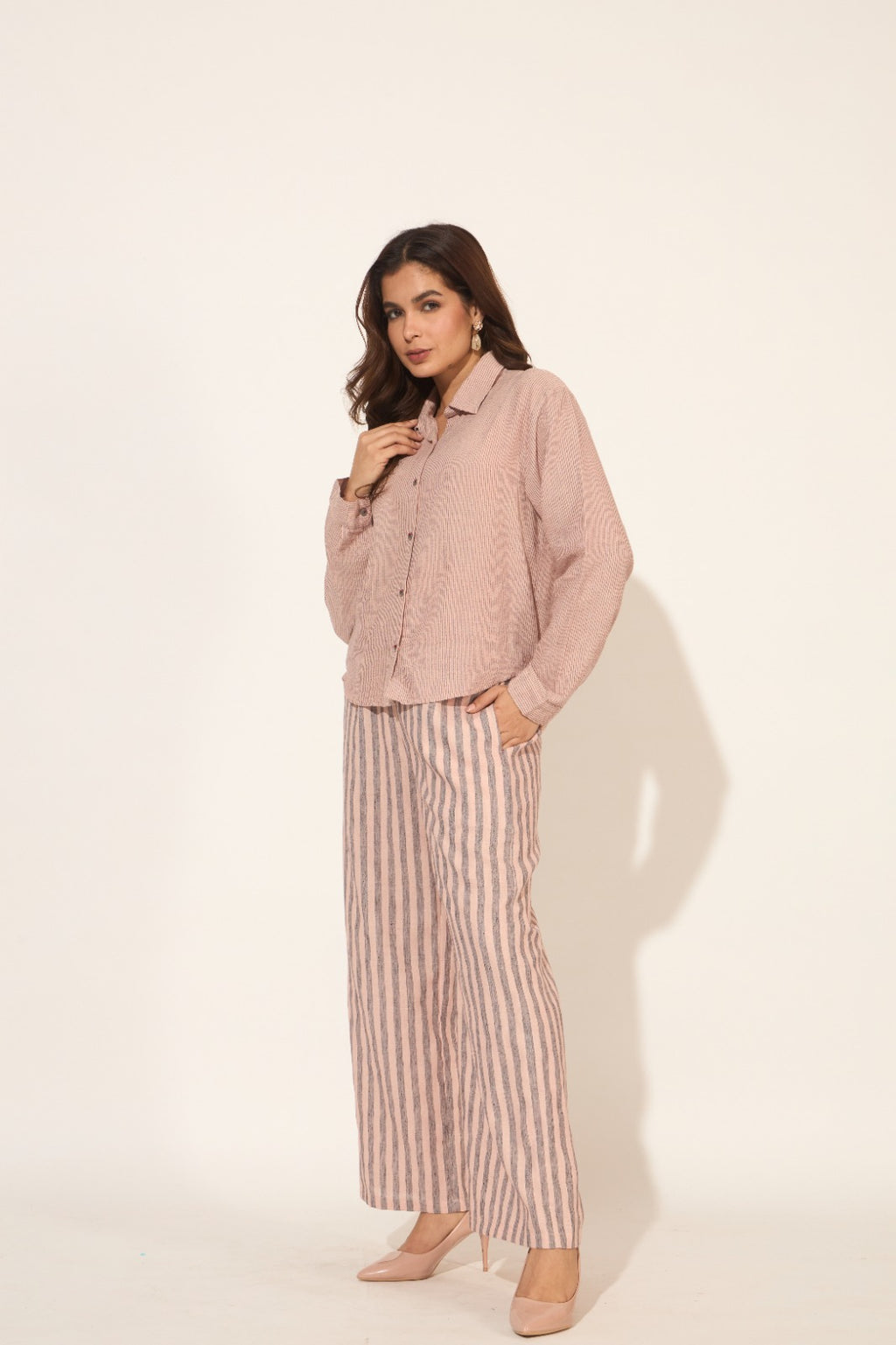 Handloom Cotton Y/d Striped Cord Set
