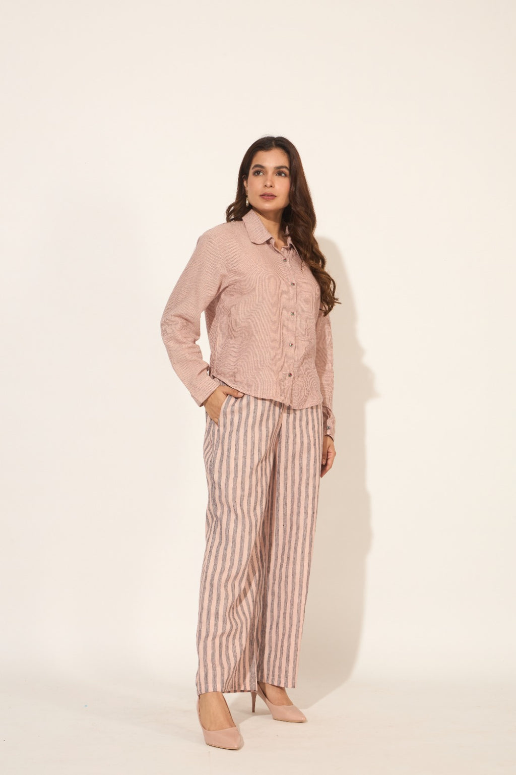 Handloom Cotton Y/d Striped Cord Set