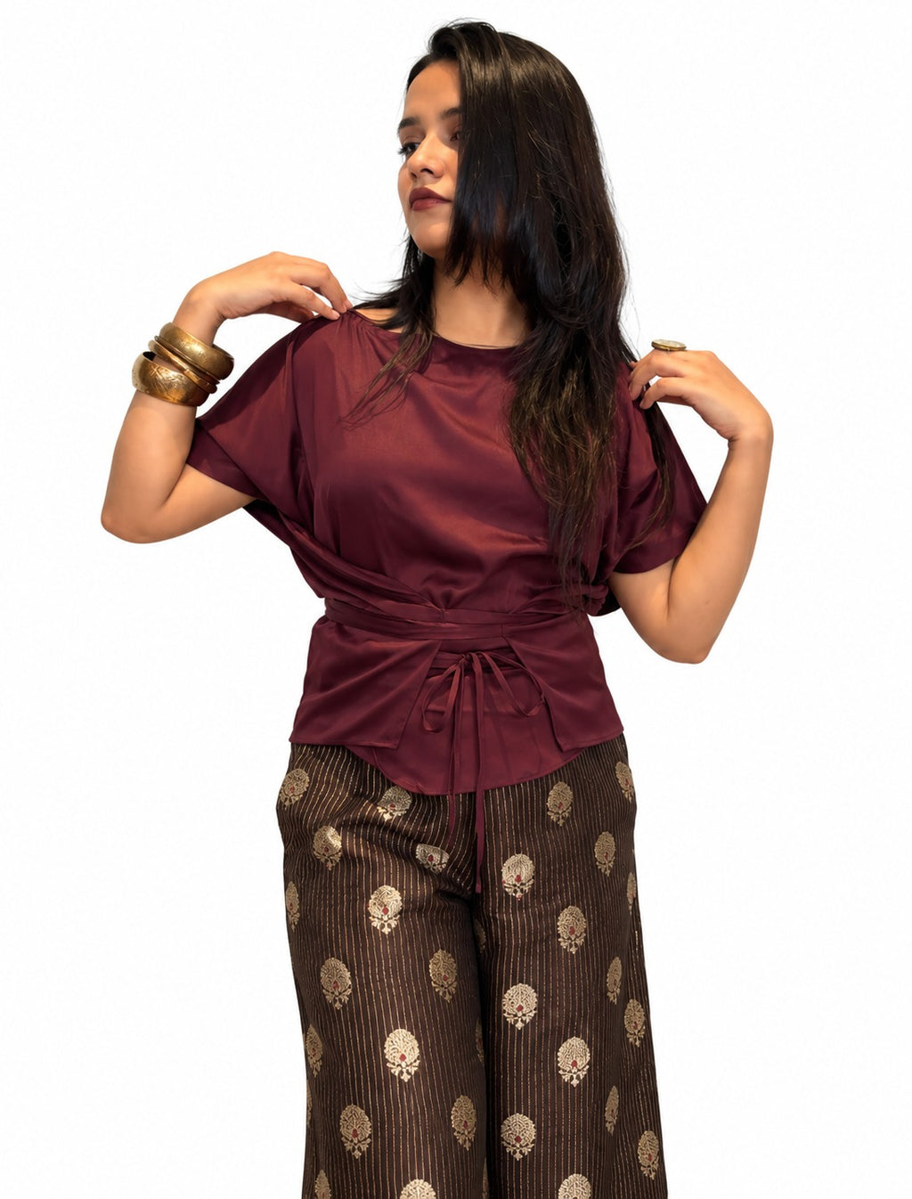 Silk Satin Wrap Top