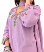 Cotton Mulmul Hand-Embroidered Kurta Set with Dupatta