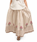 Hand Block Printed Cotton yarn dyed Stripe Skirt