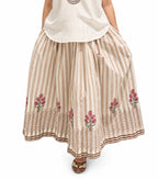 Hand Block Printed Cotton yarn dyed Stripe Skirt