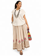 Hand Block Printed Cotton yarn dyed Stripe Skirt