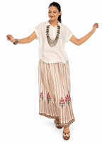 Hand Block Printed Cotton yarn dyed Stripe Skirt