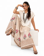 Hand Block Printed Cotton yarn dyed Stripe Skirt