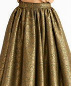silk Olive Gold Brocade Skirt