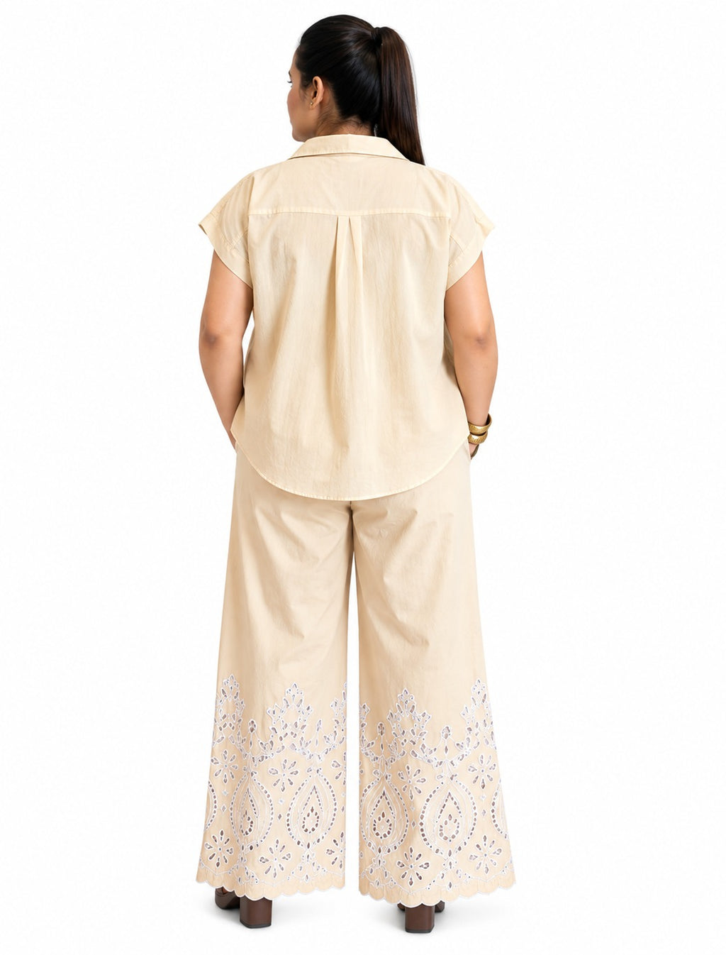Cotton Poplin Schiffli pant