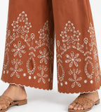 Cotton Poplin Schiffli Wide-Leg Pants