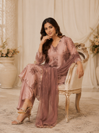 Rosewood Habutai Silk Embroidered Kurta Set