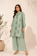 Sage Green Computer-Embroidered Kurta Set