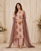 Rosewood Habutai Silk Embroidered Kurta Set