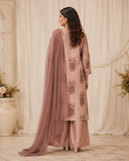 Rosewood Habutai Silk Embroidered Kurta Set